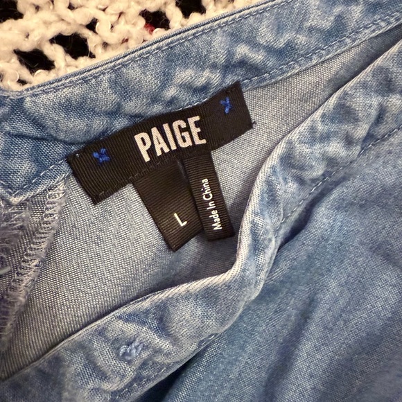 Paige Bettina Wrap Front Chambray Romper with tie waist L - Picture 5 of 5